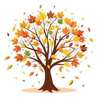 Imaginative Tree with Colorful Autumn Leaves Floating in a Fantastical Design vector