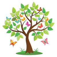 Imaginative Tree with Colorful Butterfly Leaves in a Fantastical Design vector