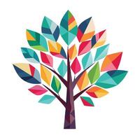 Innovative Tree with Colorful Geometric Leaves in a Modern Style vector