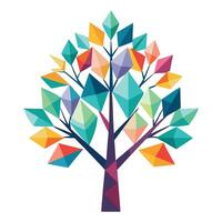 Artistic Tree with Colorful Geometric Leaves in a Colorful Design vector