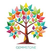 Artistic Tree with Colorful Gemstone Leaves in a Colorful Design vector
