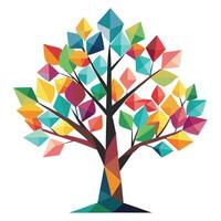 Imaginative Tree with Colorful Geometric Leaves in a Fantastical Design vector