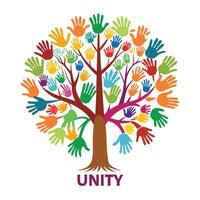 Unique Tree with Colorful Hands as Leaves in a Modern Design vector