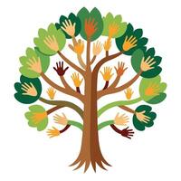 Unique Tree with Community Hands in a Modern Design vector