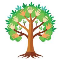 Innovative Tree with Community Hands in a Modern Style vector