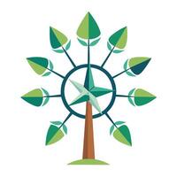 Compass Leaves for Flat Tree Design Style vector