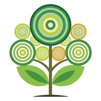 Concentric Circles as Leaves Design for Flat Tree vector