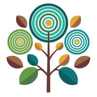 Concentric Circles as Leaves for Flat Tree Design vector