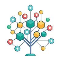 Connected Network Nodes as Leaves for Flat Tree Design vector
