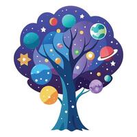 Design Cosmic Galaxy Leaves for Flat Tree Style vector