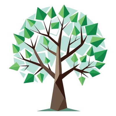 Cracked Glass Leaves for Flat Tree Design Style