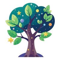 Generate Cosmic Starry Galaxy Leaves for Flat Design vector