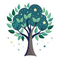 Crescent Moon and Star Leaves for Flat Tree Generate Design vector
