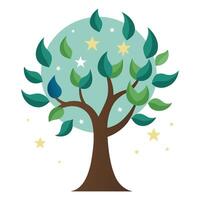 Crescent Moon and Star Leaves Generate Design for Flat Tree vector