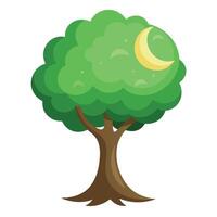 Crescent Moon as Canopy for Flat Tree Design vector