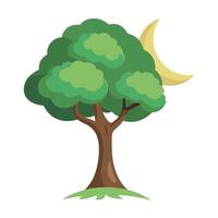 Design with Crescent Moon as Canopy for Flat Tree vector