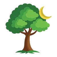 Flat Tree Design with Crescent Moon Canopy Generate vector