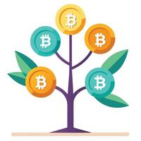 Cryptocurrency Bitcoin and Ethereum for Flat Tree Design vector
