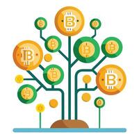 Cryptocurrency and Blockchain Leaves Design for Flat Tree Style vector