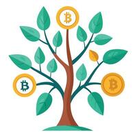 Cryptocurrency Bitcoin and Ethereum Design for Flat Tree vector
