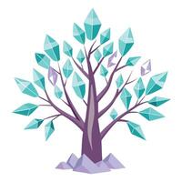 Innovative Tree with Crystal and Quartz Leaves in a Modern Style vector