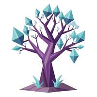Artistic Tree with Crystal-Like Branches in a Colorful Design vector
