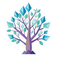 Artistic Tree with Crystal and Quartz Leaves in a Colorful Design vector