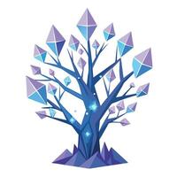 Artistic Tree with Crystals as Branches in a Colorful Design vector