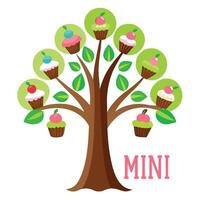 Innovative Tree with Cupcakes as Leaves in a Modern Style vector