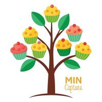 Imaginative Tree with Cupcakes as Leaves in a Fantastical Design vector