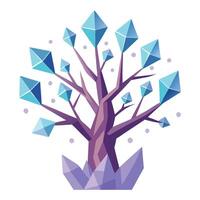 Imaginative Tree with Crystals as Branches in a Fantastical Design vector