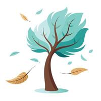 Artistic Tree with Delicate Feather Leaves in a Colorful Design vector