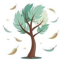 Imaginative Tree with Delicate Feather Leaves in a Fantastical Design vector