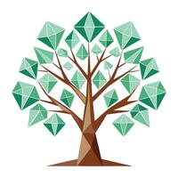 Artistic Tree with Diamond-Cut Leaves in a Colorful Design vector