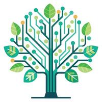 Artistic Tree with Digital Circuit Board Leaves in a Colorful Design vector