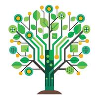 Unique Tree with Digital Circuit Board Leaves in a Modern Design vector