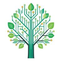 Innovative Tree with Digital Circuit Board Leaves for a Modern Style vector