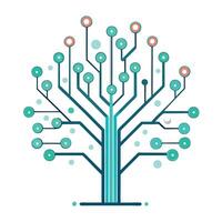 Innovative Tree with Digital Circuit Branches in a Modern Style vector