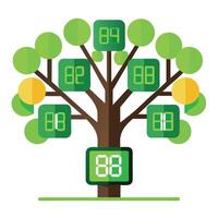 Innovative Tree with Digital Clock Numbers as Leaves in a Modern Style vector