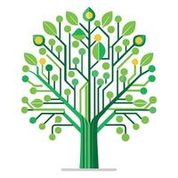 Imaginative Tree with Digital Circuit Board Leaves for a Fantastical Design vector