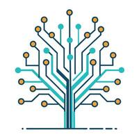 Imaginative Tree with Digital Circuit Branches in a Fantastical Design vector