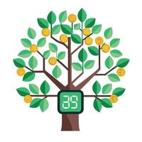 Imaginative Tree with Digital Clock Numbers as Leaves in a Fantastical Design vector