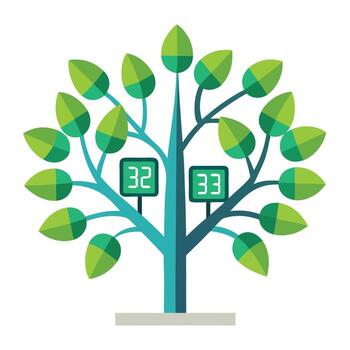 artístico árbol con digital reloj números como hojas en un vistoso diseño vector