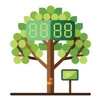 Unique Tree with Digital Clock Numbers as Leaves in a Modern Design vector