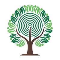 Innovative Tree with Digital Fingerprint Leaves in a Modern Style vector