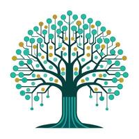 Unique Tree with Digital Code as Branches in a Modern Design vector