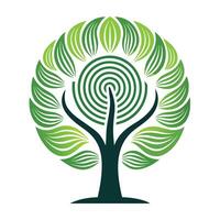 Artistic Tree with Digital Fingerprint Leaves in a Colorful Design vector