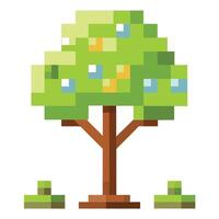 Imaginative Tree with Digital Pixel Leaves in a Fantastical Design vector