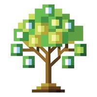 Unique Tree with Digital Pixel Leaves in a Modern Style Design vector