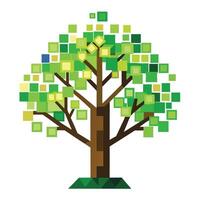 Artistic Tree with Digital Pixel Leaves in a Colorful Design vector
